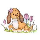 CL035 Штамп "Щенок в тюльпанах" (Dog and Tulips)