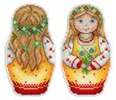 Лето с букетом (матрешка) (пластиковая канва)